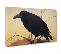 Amazing Crow Bird Canvas Print | Gallery Wrapped 30mm Frame Wall Art | 30x20 inches | Ready to Hang | Contemporary Animals Picture | Living Room Bedroom Lounge Office
