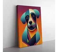 Amazing Dog Abstract Canvas Wall Art Print Ready to Hang, Framed Picture for Living Room Bedroom Home Office Décor, 50x35 cm (20x14 Inch)