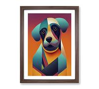 Amazing Dog Abstract Framed Wall Art Print A2 Walnut