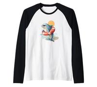 Amazing Dolphin in Pool Ring for Ocean and Holiday Fans Raglan Baseball Tee