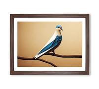 Amazing Dove Bird Framed Wall Art Print A2 Walnut