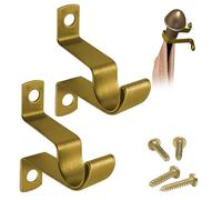 Amazing Drapery Hardware 7/16" Cafe Rod Bracket with 3/4" Wall Clearance, Decorative, Includes Mounting Screws, 1 Pair - Brass