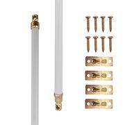 Amazing Drapery Hardware White Swivel Sash Curtain Rods with Brass Ends, Set of 2 (Hardware Included) - Adjustable Length 21-38 Inches, Easy to Install Metal Rods for Doors, Windows, and Sidelights