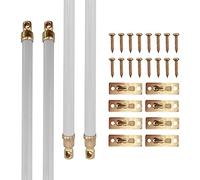 Amazing Drapery Hardware White Swivel Sash Curtain Rods with Brass Ends, Set of 4 (Hardware Included) - Adjustable Length 11-19 Inches, Easy to Install Metal Rods for Doors, Windows, and Sidelights