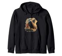 Amazing Eagle Look with US Colors Zip Hoodie
