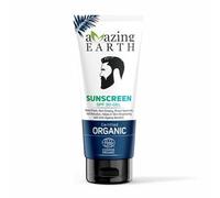 AMAzing EARTH Sunscreen for Men - SPF 30 Gel Cream Certified Organic with Zinc Oxide, Aloe Vera & Macroloba Seed Oil, for Sunburn & Suntan, Matt Finish, Anti-Aging, Silicon & Paraben Free, 100gm