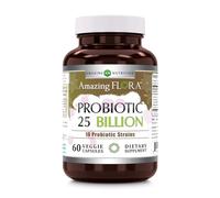 Amazing Flora Probiotic 25 Billion with 10 Best Probiotics Strains Including Acidophilus, plantarum, rhamnosus etc * Supports Digestive & Immune Health * 60 Veggie Capsules