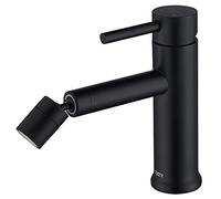 AMAZING FORCE Basin Taps with 360°Rotatable Aerator, Single Lever Bathroom Sink Taps, Basin Mixer Tap with 2 Free Hoses for Bathroom, Matte Black