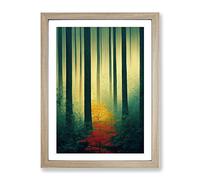 Amazing Forest No.2 Framed Print for Living Room Bedroom Home Office Décor, Wall Art Picture Ready to Hang, Oak A2 Frame (64 x 46 cm)
