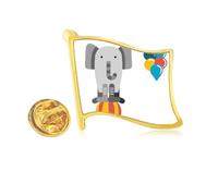 Amazing Funny Balloon Elephant Illustration Golden Metal Flag Lapel Pin Badge