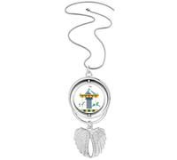 Amazing Funny Park Carousel Illustration Pendant Angel Wings Rotating Necklace Jewelry
