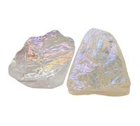 Amazing Gemstone 2 Pieces Angel Aura Quartz Raw Crystals, Natural Rocks for Meditation and DIY