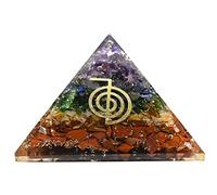 Amazing Gemstone 7 Chakra Healing Orgone Pyramid for Negative Energy and EMF Protection - Natural Chakra Stone Meditation Pyramid with Highest Orgonite Healing Energy, Resin