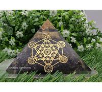 Amazing Gemstone Amethyst Orgone Pyramid for Protection Against EMF and Negative Energy - Natural Amethyst Crystal Pyramid (Metatron Cube - 7 Chakra)