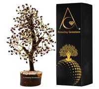 Amazing Gemstone Garnet Natural Healing Premium Crystal Bonsai Feng Shui Fortune Money Tree of Life for Home Office Decor (Gift Box Ready,10-12 Inch)