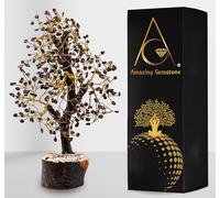 Amazing Gemstone Garnet Natural Healing Premium Crystal Bonsai Feng Shui Fortune Money Tree of Life for Home Office Decor (Gift Box Ready,10-12 Inch)