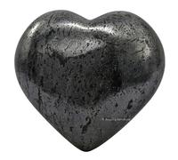 Amazing Gemstone Hematite Crystal Heart Palm Stone - Pocket Massage Worry Stone for Natural Body Chakra Balancing, Reiki Healing and Crystal Grid