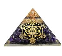 Amazing Gemstone Large Orgone Pyramid | Amethyst Pyramid Crystal | Chakra Metatron Orgonite Pyramid | Organ Pyramids Positive Energy Healing