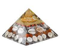 Amazing Gemstone Laxmi Yantra Orgone Pyramid Gomati Chakra, Rudraksha, Cowrie Kodi Maha Laxmi Pyramid Crystals and Healing Stones - Authentic Orgonite & Organite Gifts for Home Vastu Stone