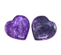 Amazing Gemstone Lepidolite Crystal Heart Stone (Pack of 2) - Premium Crystal Gifts for Stress Relief and Meditation, Natural Lepidolite Crystal stone for Spiritual Growth and Positive Energy