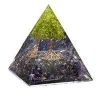 Amazing Gemstone Organite Orgone Pyramid Extra Large 95MM - Orgone Energy Pyramid with Evil Eye, Hematite, Tiger Eye,Black Obsidian Crystals&Healing Stone - Orgonite Pyramids Crystals&Positive Energy