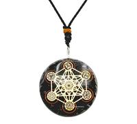 Amazing Gemstone Orgone Pendant with Shungite Crystal and Chakra Metatron Cube - Natural Healing Pendant Necklace for Women Men and Kids
