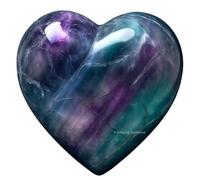 Amazing Gemstone Purple Fluorite Crystal Heart Palm Stone - Pocket Massage Worry Stone for Natural Body Chakra Balancing, Reiki Healing and Crystal Grid