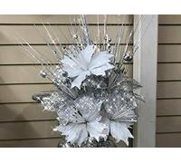 Amazing Gift Artificial Bunch Of Flowers silver White Bouquet Artificial Bouquet Glitter Foam Artificial Flowers Silver Flower for vase Bridal DIY Christmas Wedding Party Home Decorative