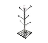 Amazing Gift Crushed Diamond Kitchen Mug Tree Cup Holder with Silver Trimmings, Silver Glass Sparkle Ornament Bling Crushed Diamond Gift, Eye Catching Elegant Look for Home and Kitchen Decorations