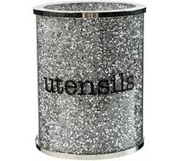 Amazing Gift Dazzling Diamond Crystal Utensil Holder Glass Kitchen Utensil Holders For Countertop, Utensil Caddy, Utensil Crock Kitchen Utensil Organizer, Silver, 13cm x 16cm