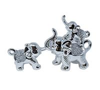 Amazing Gift Handcrafted Silver Ceramic Elephant Ornaments, Set of 3, Crushed Diamond Finish, Sparkling Home Decor Accent