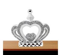 Amazing Gift Handmade Crushed Diamond Ornament, Silver Heart Sparkle, Crystallized Crown Sign, 20cm, Home Decoration