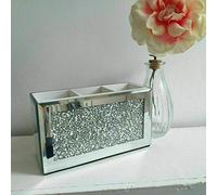 Amazing Gift Makeup Brush Holder Organiser Crushed Diamond Jewel Mirror Beauty box Makeup Brush Cup Container Storage Case, 3 Compartments