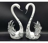 Amazing Gift Pair White and Silver Swan figurine shelf sitter, ornament romany Pair