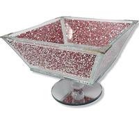 Amazing Gift PinkGlass Sparkle Crushed Diamond Kitchen Bowl Ornament Bling Gift | Crystallized Small Kitchen Fruit Bowl Storage Organization