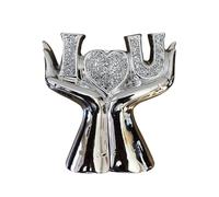 Amazing Gift Silver Crushed Diamond I LOVE YOU Lovely Words Sign Free Standing Ornament For Present, Home Decor
