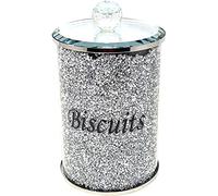 Amazing Gift Silver Diamond Crushed Biscuit Cookies Canister Jar Tin Kitchen Storage containers Silver Trimmings Crystal Filled