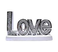 Amazing Gift Silver LOVE Ornament, Bling Crushed Diamond, Handmade Craft, Wedding Anniversary, Birthday Present, 17cm