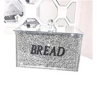 Amazing Gift XL Silver Crushed Diamond Crystal Mirrored Bread Bin Container Kitchen