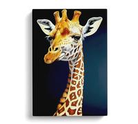 Amazing Giraffe Black, Brown, Peach Canvas Print | Gallery Wrapped 30mm Frame Wall Art | 30x20 inches | Ready to Hang | Contemporary Animals Picture | Living Room Bedroom Lounge Office