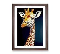 Amazing Giraffe Framed Wall Art Print A2 Walnut