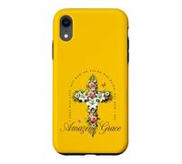 Amazing Grace Christian Cross With White Flowers Case for iPhone XR