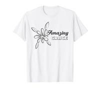 Amazing Grace Christian Floral Faith Value Graphic T-Shirt, Men, White, M