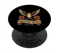 AMAZING GRACE - Christian Hymn - Swallow Bird Flowers PopSockets Adhesive PopGrip