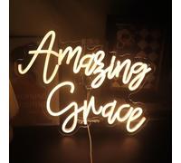 Amazing Grace, Decorative Neon Sign Desk Decor Gift for Wife Husband, Christian Wedding Gifts, Christian Desk Sign Decor for Home Office Wall Decor (warm white)