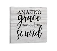 Amazing Grace How Sweet The Sound Canvas Wall Art with Saying 12x12in Printed Pictures Artwork Posters Paintings Decoration for Living Room Bedroom Office Coffee Club New Home Birthday Gifts