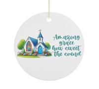 Amazing Grace How Sweet The Sound Ornament for Christmas Tree, Funny Religious Hanging Xmas Ceramic Ornaments, Winter Holiday Party Decor, Xmas Gifts, Circle 7.5CM