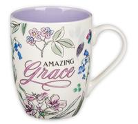 Amazing Grace Purple Floral Ceramic Mug