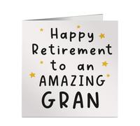 Amazing Gran Happy Retirement Card - Funny Square Greeting Card for Gran - Blank Inside - Printed in United Kingdom
