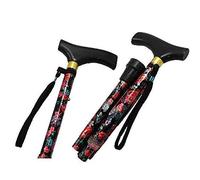 Amazing Health Flower Folding Walking Stick Height Adjustable with FREE wrist strap (Floral Pink Black)